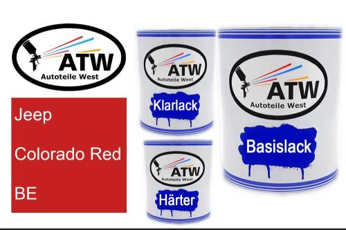 Jeep, Colorado Red, BE: 1L Lackdose + 1L Klarlack + 500ml Härter - Set, von ATW Autoteile West.